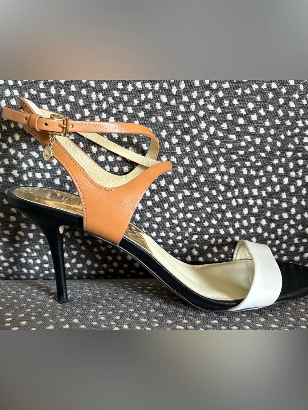 Michael Kors Two-Tone Strappy Heel in Tan and Cream